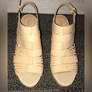 Franco Sarto " Sharp " Wedge Sandals. Tan. Size 9.5. Brand New, Never Worn.
